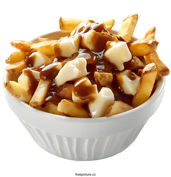[Transparent Background PNG]Poutine Dish with Fries Cheese Curds and Gravy
