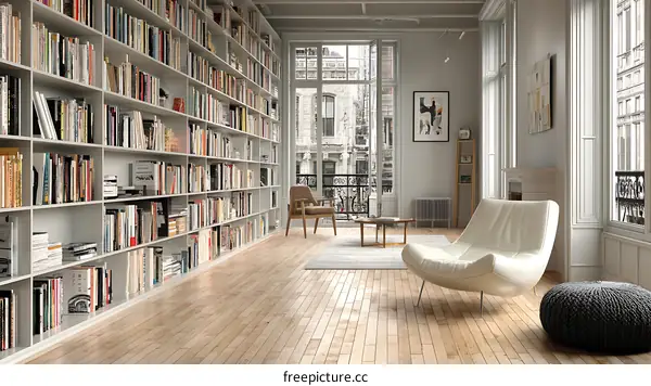 Modern Library Interior Design Illustration