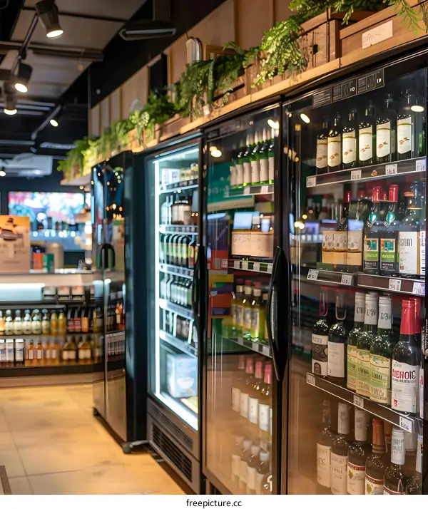 Wine Storage Refrigerators In Modern Store