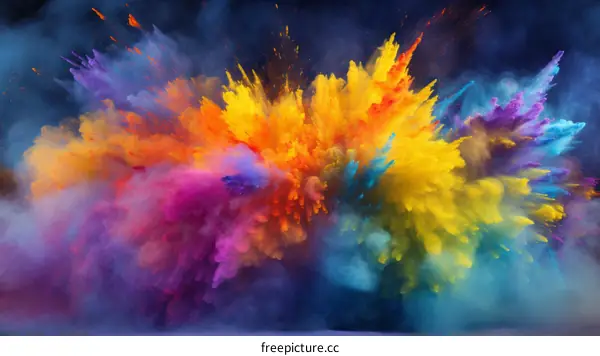 Colorful powder explosion on dark background