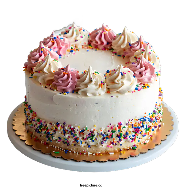 [Transparent Background PNG]Festive Vanilla Cake with Sprinkles