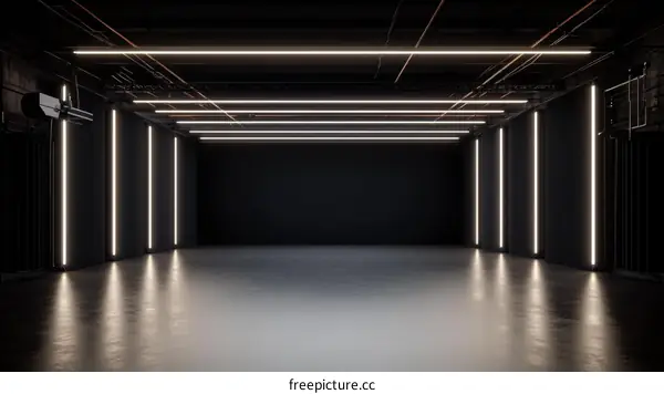 Empty Modern Industrial Garage Interior