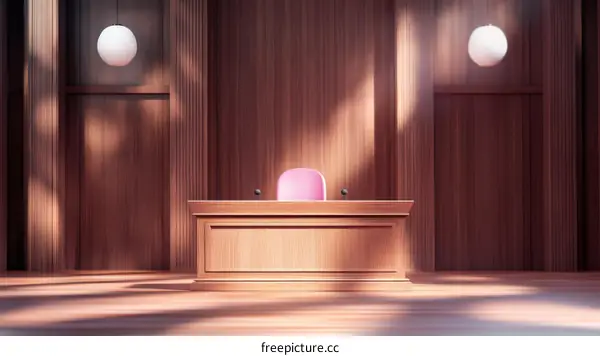 Elegant Wooden Courtroom Setting Illustration