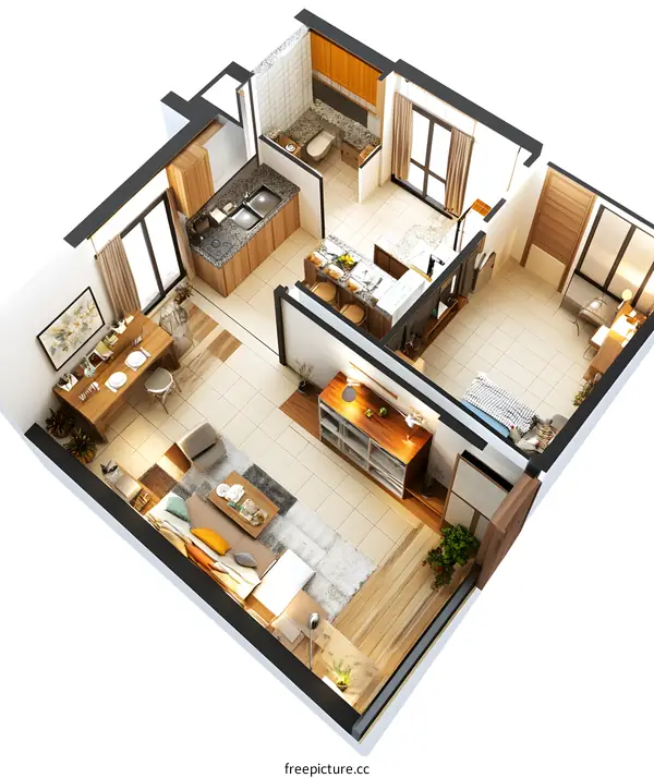 Top View of Apartment Interior Design
