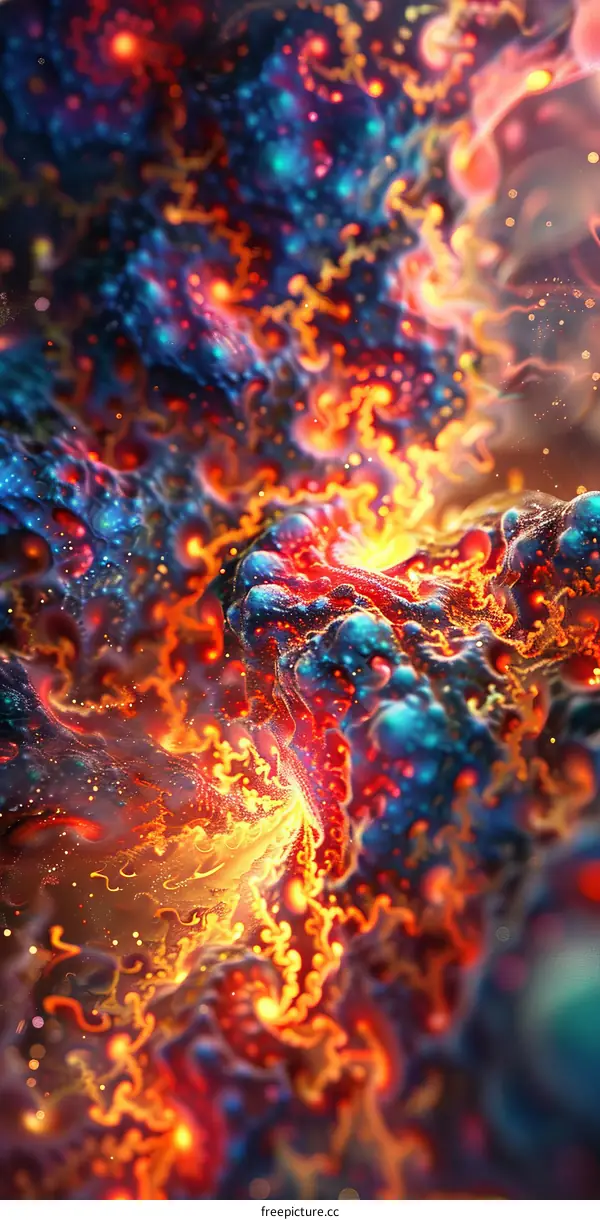 Amazing colorful abstract background image of fiery ice and flowing water