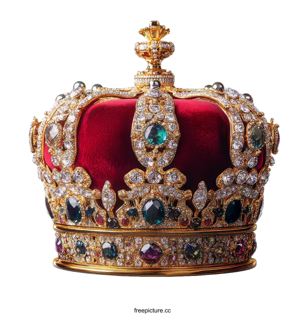 [Transparent Background PNG]Ornate Royal Crown with Precious Gems