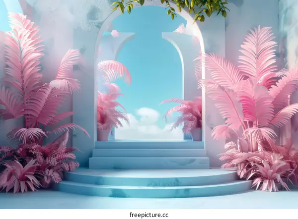 Abstract Pastel Pink and Blue Minimalist Architectural Background