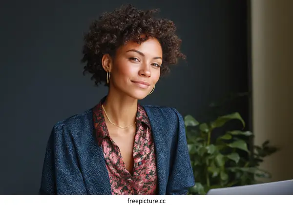 Confident African American Woman in Stylish Office Attire