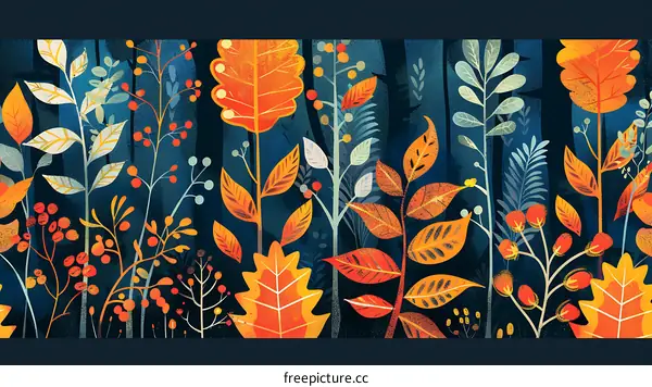Autumn Leaves Forest Illustration