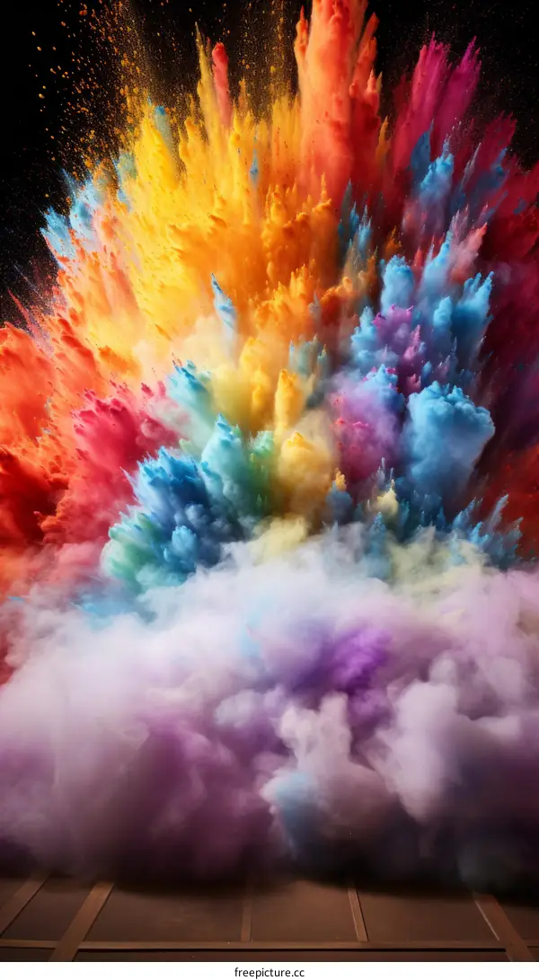 Colorful powder explosion on black background