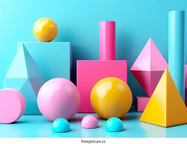Vibrant 3D Geometric Shapes