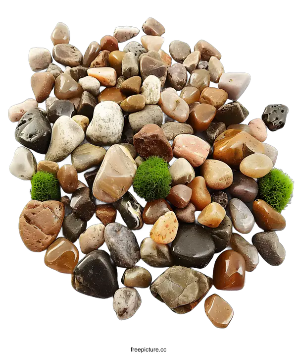 [Transparent Background PNG]Collection of Smooth River Rocks on White Background
