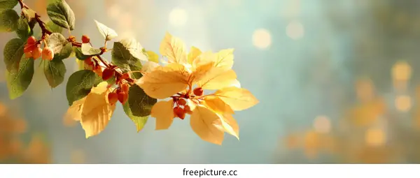 Autumn Leaves Branch in Soft Light