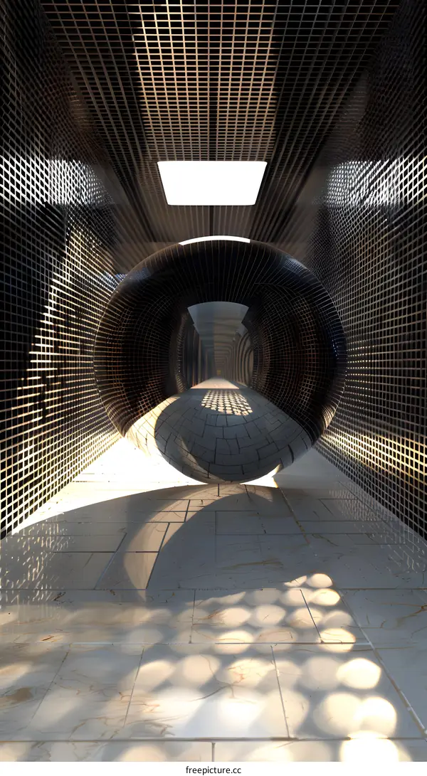 Abstract Sphere in a Gridded Tunnel