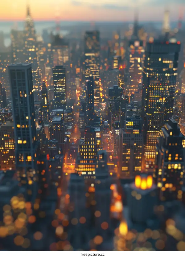 Night City Skyline with Bokeh Effect