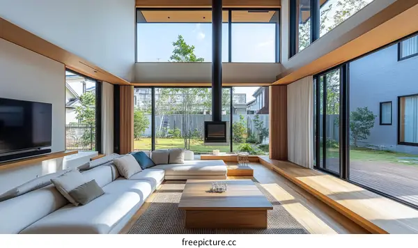 Modern Japanese House Living Room Design