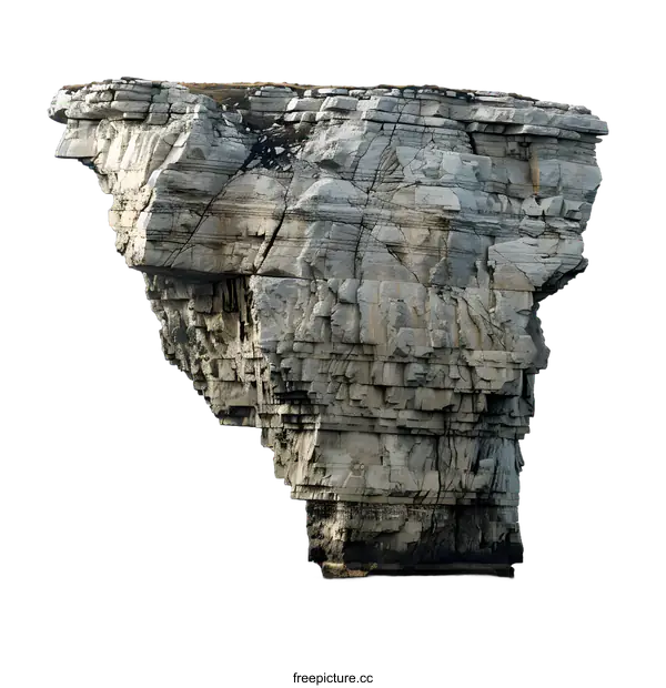 [Transparent Background PNG]Sea Cliff Rock Formation Isolated on White Background
