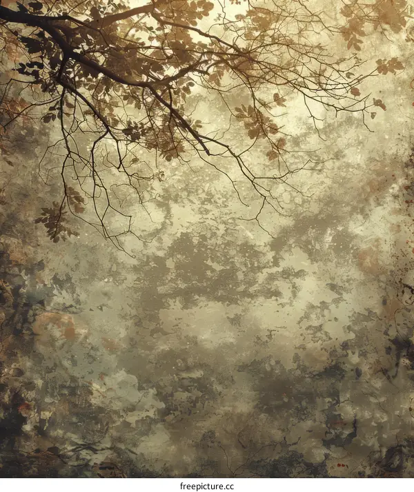 Bare Tree Branches Against Grunge Background