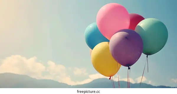 Colorful Balloons Floating in the Sky