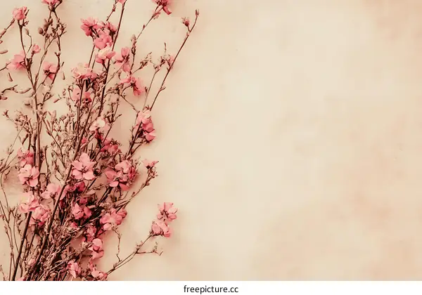 Pink Flowers on a Beige Background