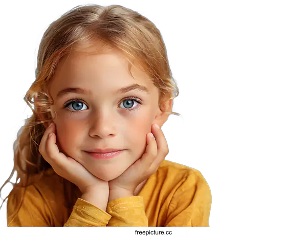 [Transparent Background PNG]portrait of a cute blonde caucasian little girl