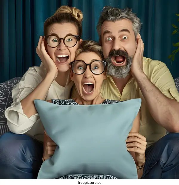Shocked Family Watching Movie Together