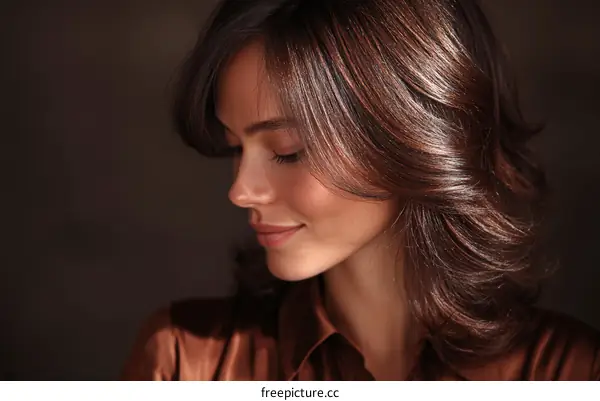 Closeup of a Womans Beautiful Brown Hair
