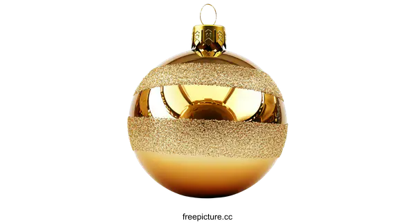 [Transparent Background PNG]Golden Christmas Ornament on White Background