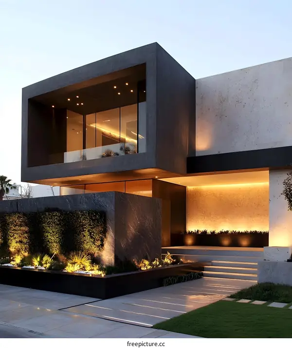 Modern Home Exterior Design with Concrete and Glass