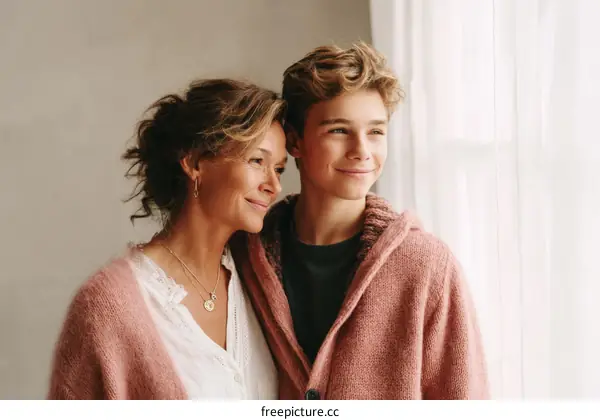 Mother and Son by the Window