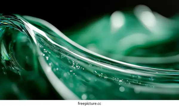 Emerald Green Abstract Liquid Flowing