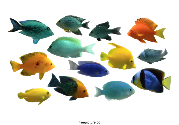 [Transparent Background PNG]Colorful Fish in Aquarium