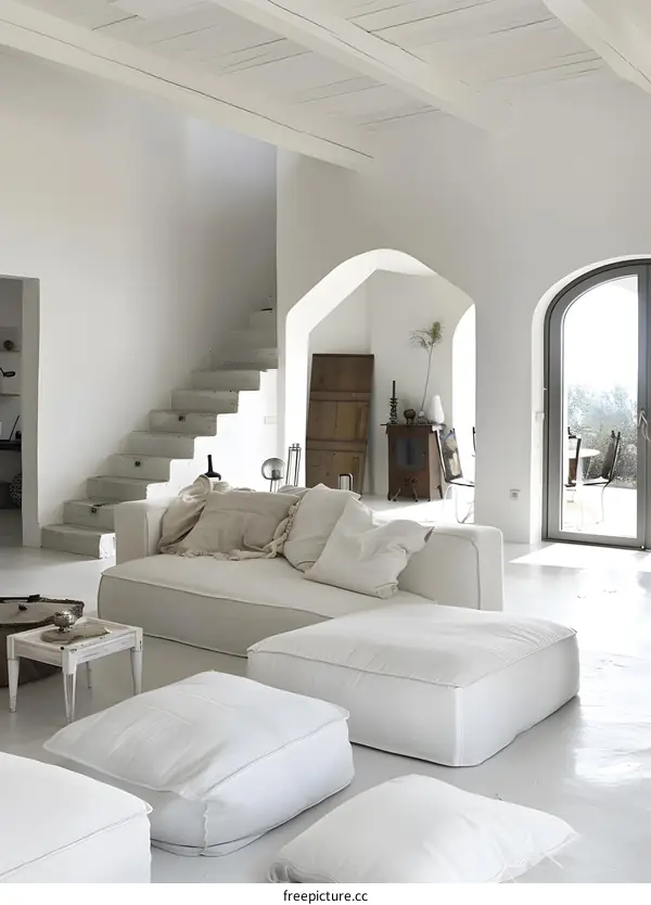 Modern Minimalist White Living Room Interior Design