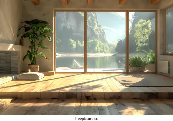 Minimalist Living Room with Mountain View