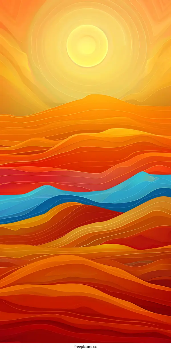 Abstract Summer Landscape with Sun