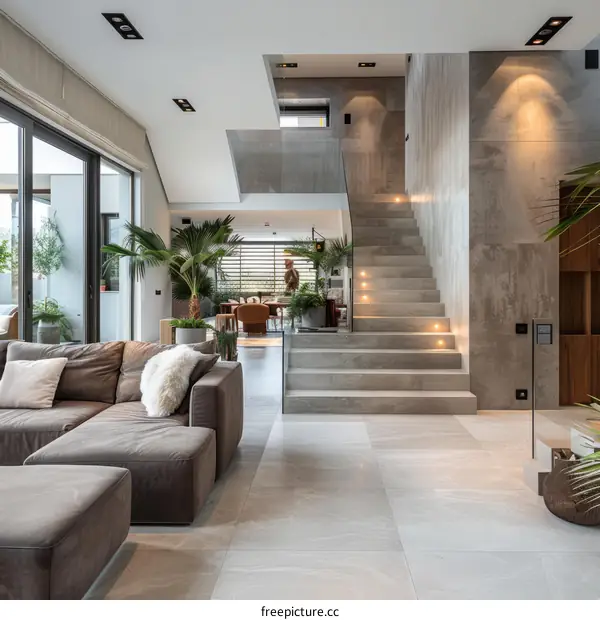 Stunning Modern House Interior: Expansive Windows and Sleek Lines