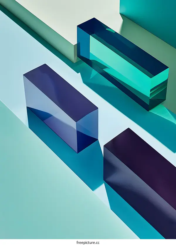 Blue and Green Geometric Shapes Minimalist Photography