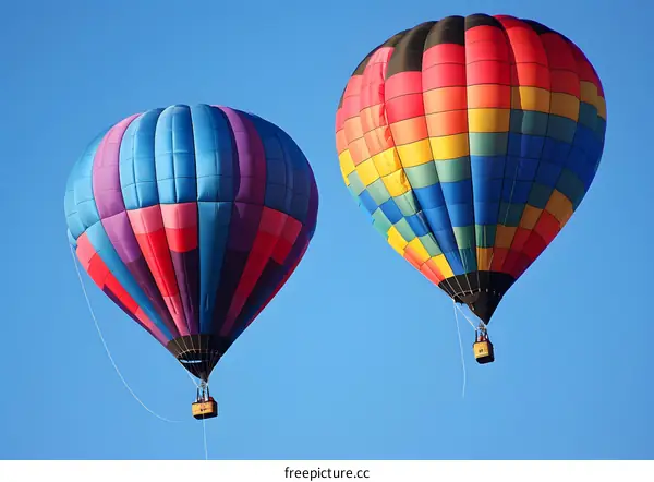 Two Colorful Hot Air Balloons In The Sky