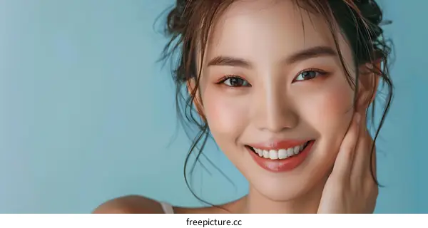 Beautiful Asian Woman Smiling with Perfect Teeth