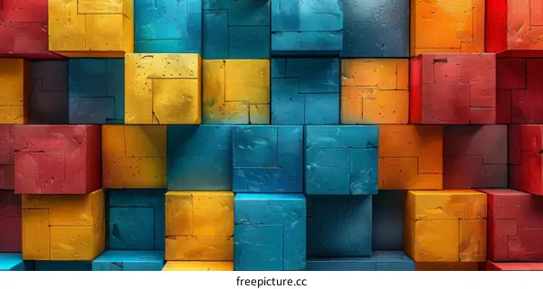 Vibrant 3D Render of a Brick Wall
