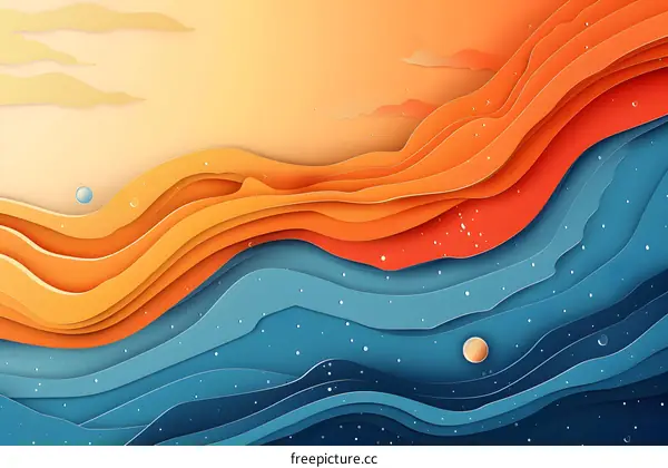 Paper-cut style landscape painting