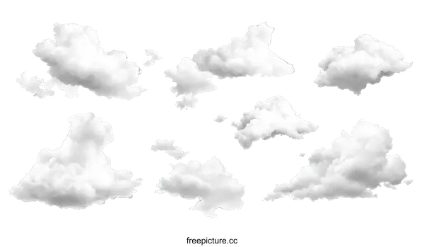 [Transparent Background PNG]Collection of Clouds against White Background