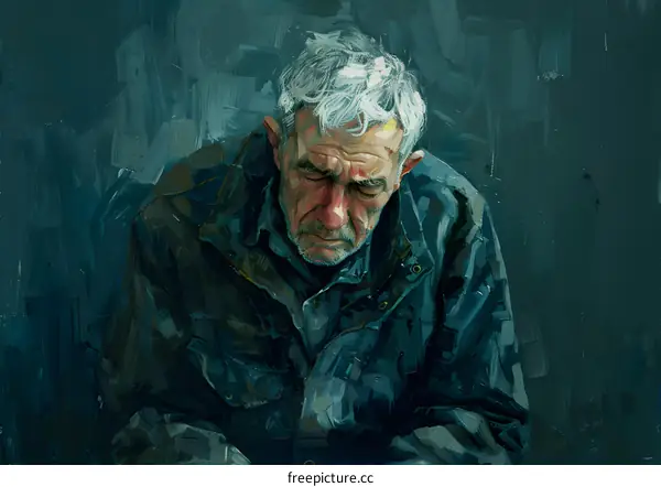 Portrait of an Elderly Man in a Blue Jacket