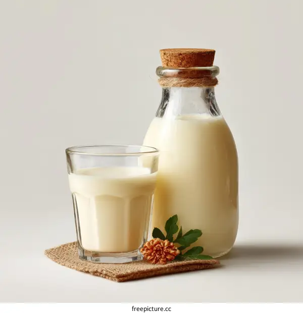 Milk in Glass and Bottle Still Life