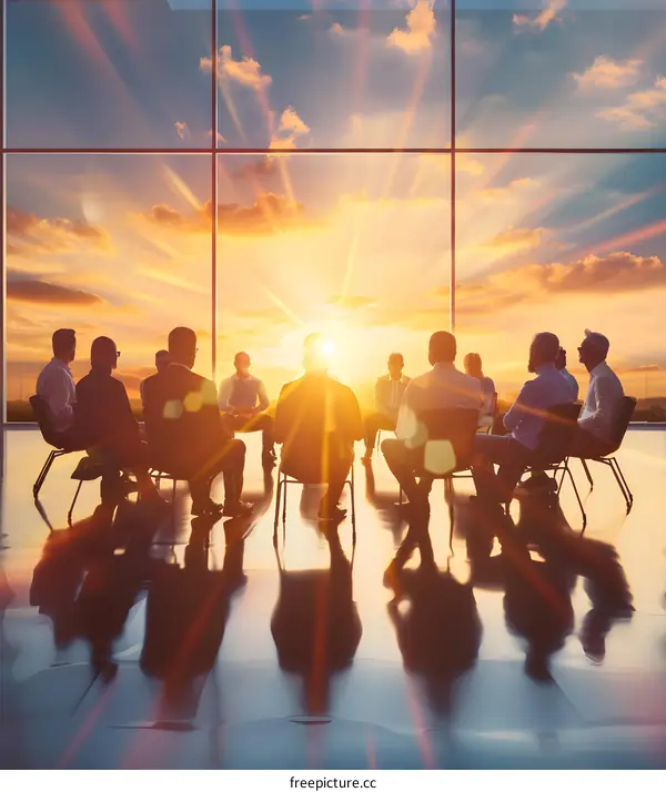 Silhouettes of People Sitting in a Circle During a Sunset