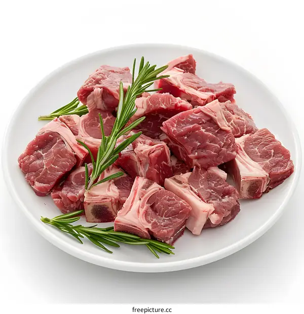 Fresh Lamb Chops on a White Plate