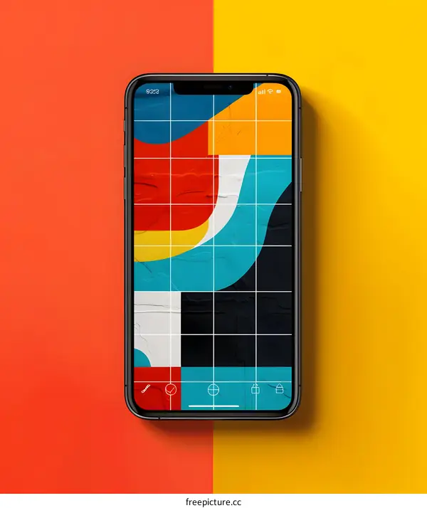 Colorful Geometric Abstract Design on Smartphone Screen