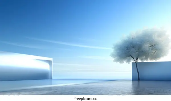 Modern Minimalist Architectural Landscape Illustration