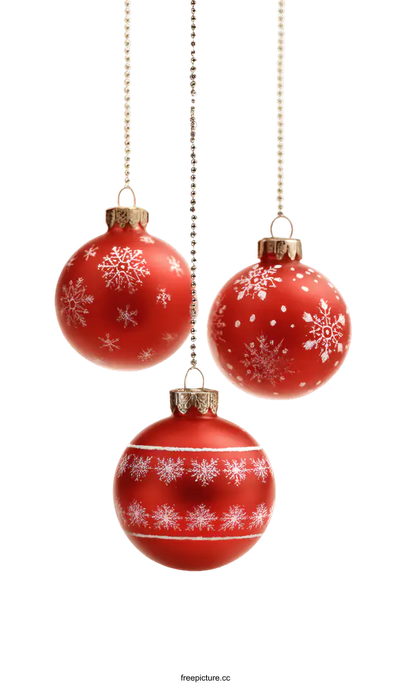 [Transparent Background PNG]Three Christmas Ornaments Hanging