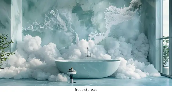 Modern Bathroom Design with Ocean & Cloud Inspiration